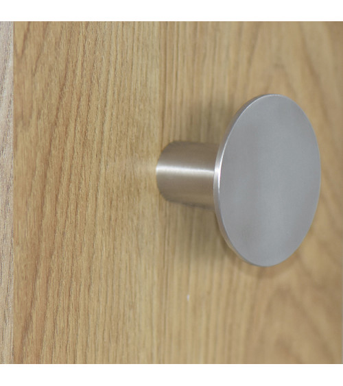 Patère murale Disque fin en inox brossé mat D.60mm