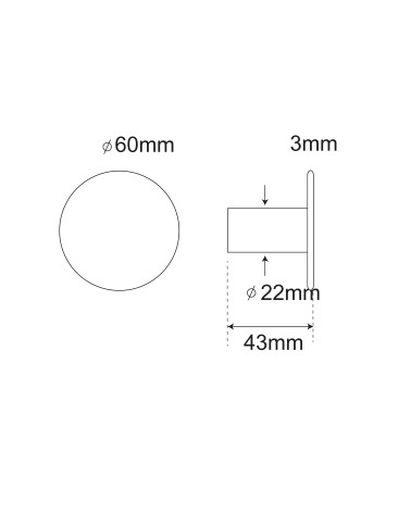 Dessin Patère murale Disque fin en inox brossé mat D.60mm