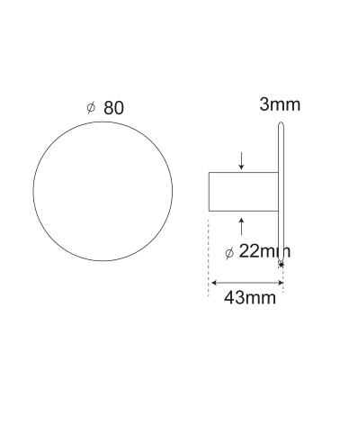 Dessin Patère Disque fin  D.80