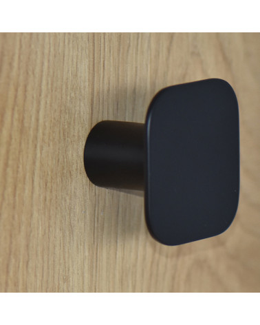 Patère murale carrée fine inox Noir mat D.60