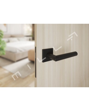 Poignée de porte noire ARABIS poignée design montée sur une porte