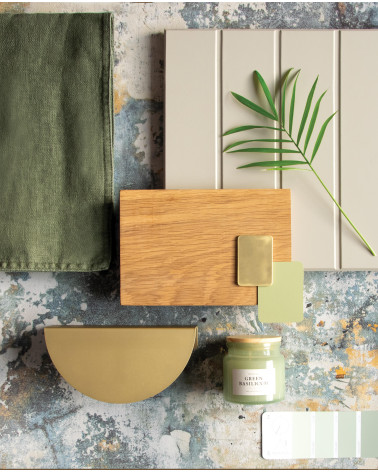 Poignée de meuble or mat ZORIA poignée design avec des matériaux décoratifs