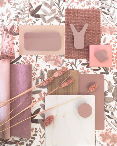 Bouton de meuble rose poudré NOX poignée design posée avec des matériaux décoratifs