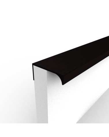 Poignée de meuble anode noire TERRA poignée design fixée sur le bord d'un panneau blanc