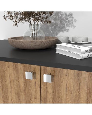 Bouton de meuble chrome poli SIENA poignée design monté sur un meuble