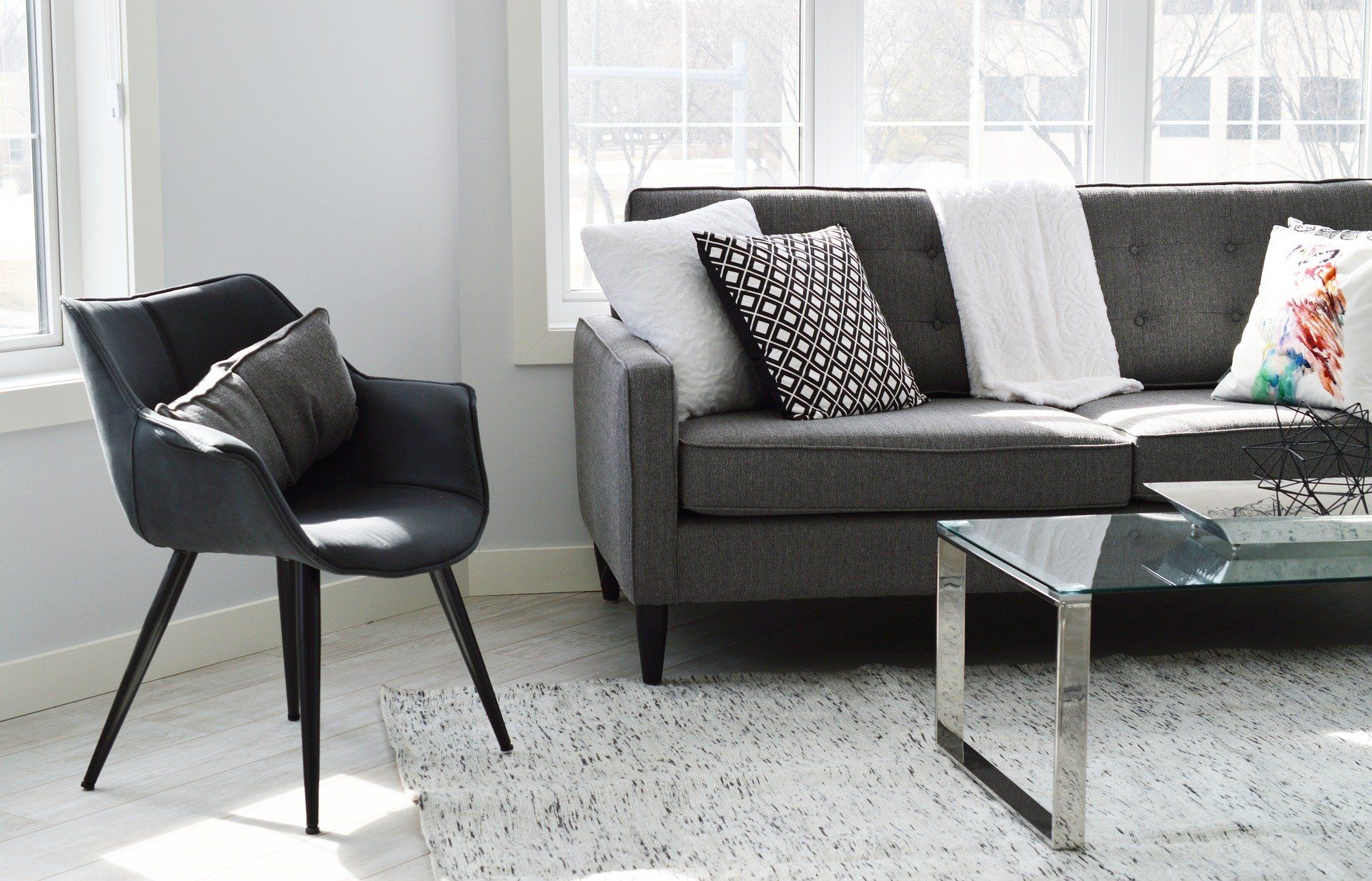 salon gris et blanc pour un intérieur classique