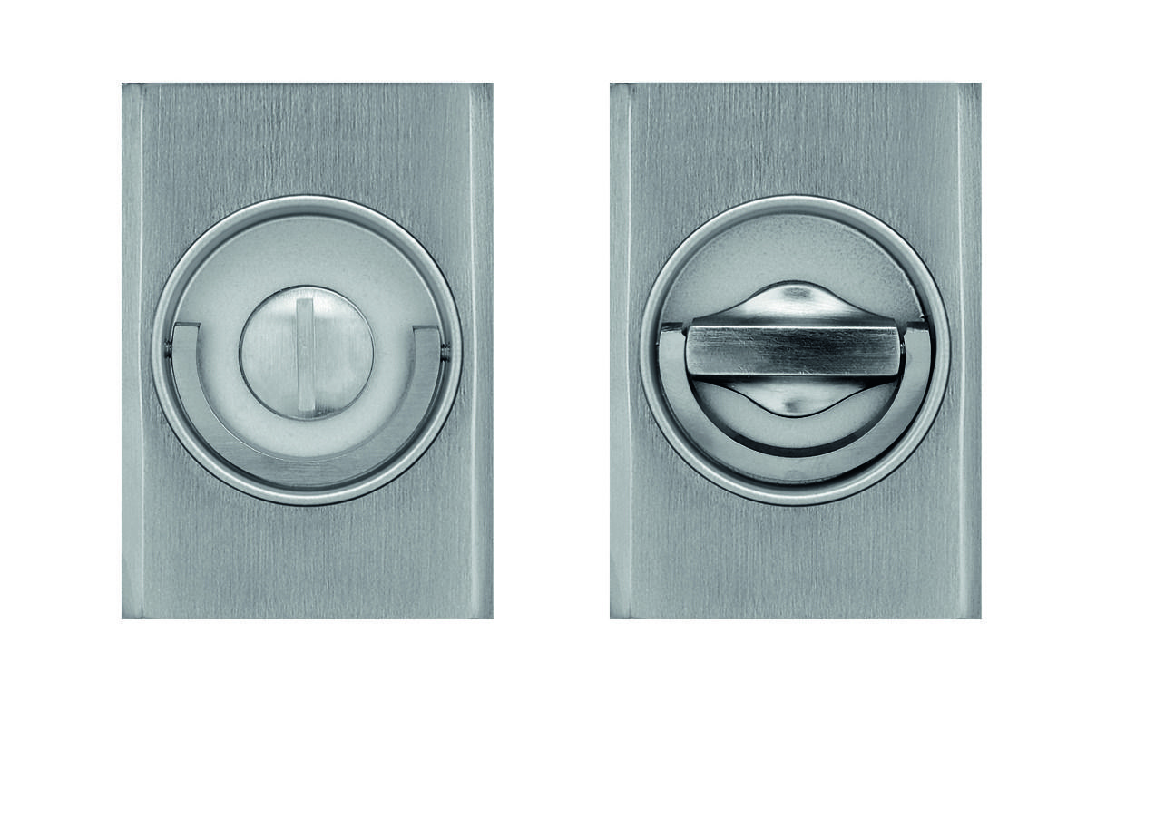 poignée de porte encastrée pour porte coulissante de chez milla poignées disponible en noir, chrome poli, chrome satiné, laiton