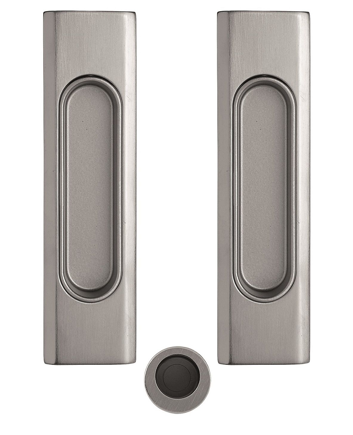 Poignée de porte encastrable rectangulaire pour pore à galandage en chrome satiné disponible en noir