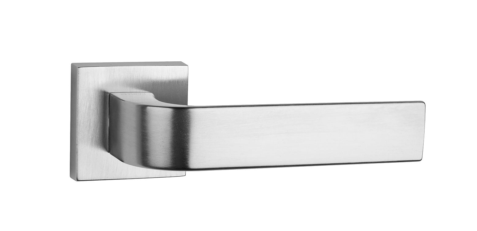 Poignée de porte intérieure sur plaque carrée de 10 mm couleur chrome brossé