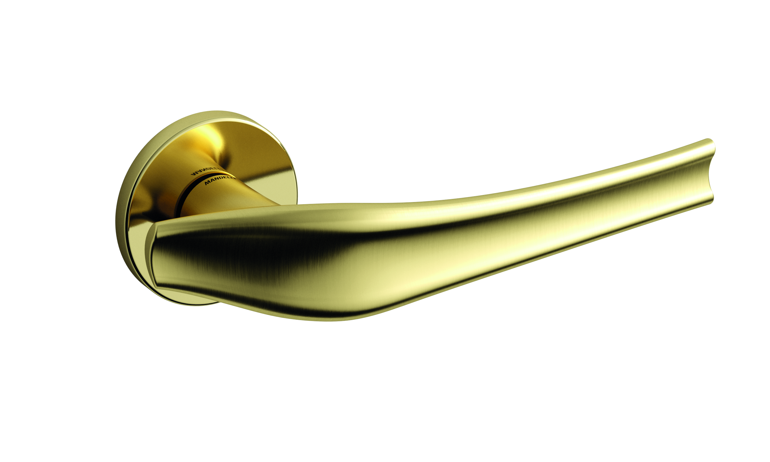 poignée de porte design dorée à la forme élancée et originale fabriquée en Laiton