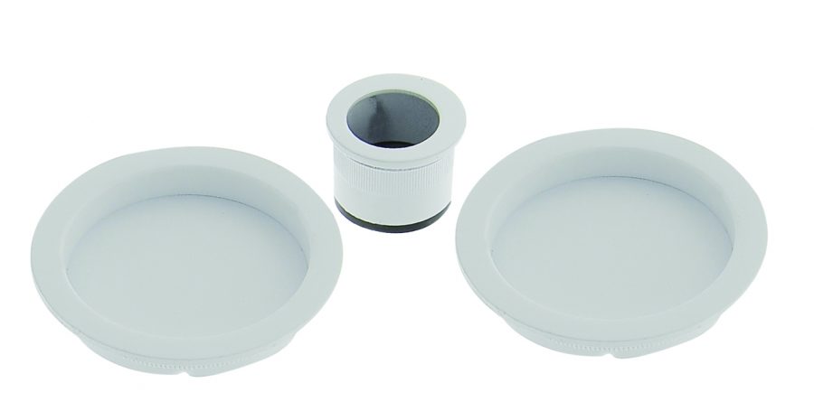 poignée pour porte coulissante en finition blanc en forme ronde