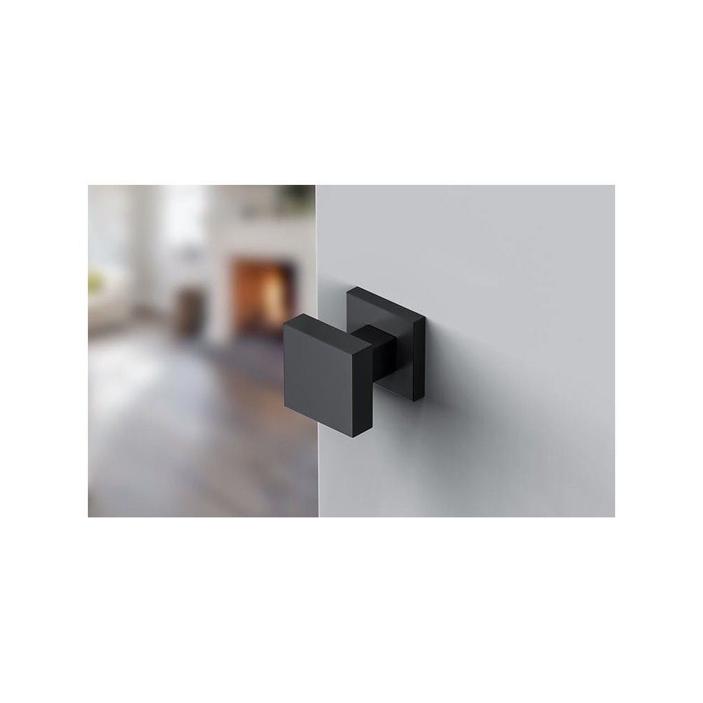 poignée bouton pour porte en applique disponible en noir, chrome poli, chrome satiné