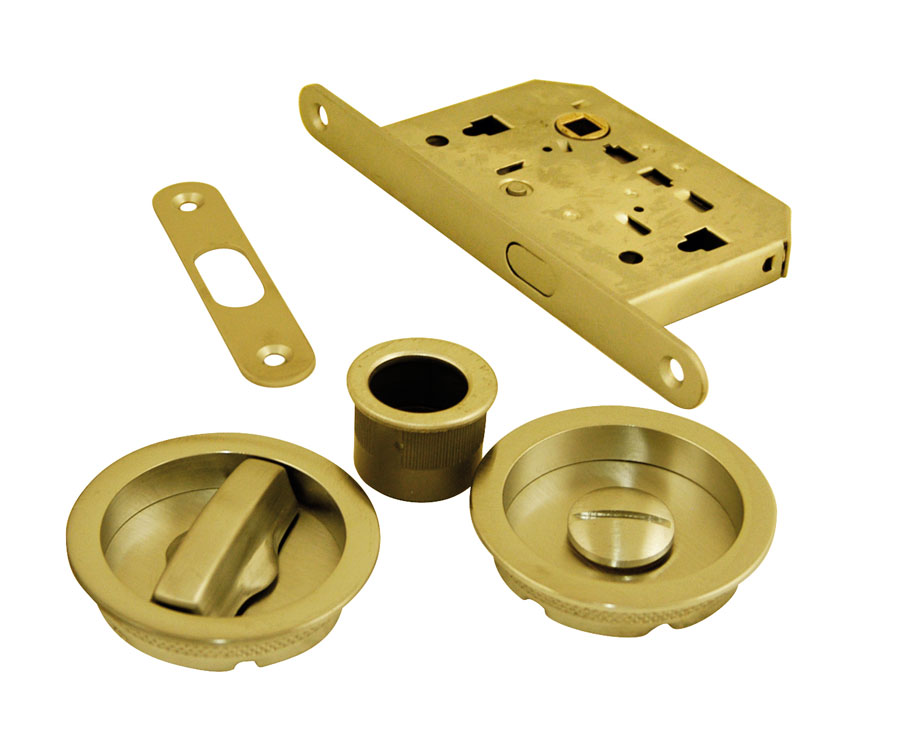 kit serrure et cuvette à condamnation pour porte coulissante disponible en de nombreux coloris sur la boutique Milla poignées