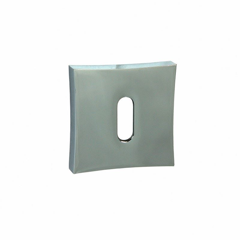rosace de porte pour clé de chambre en forme carré en finition chrome brossé
