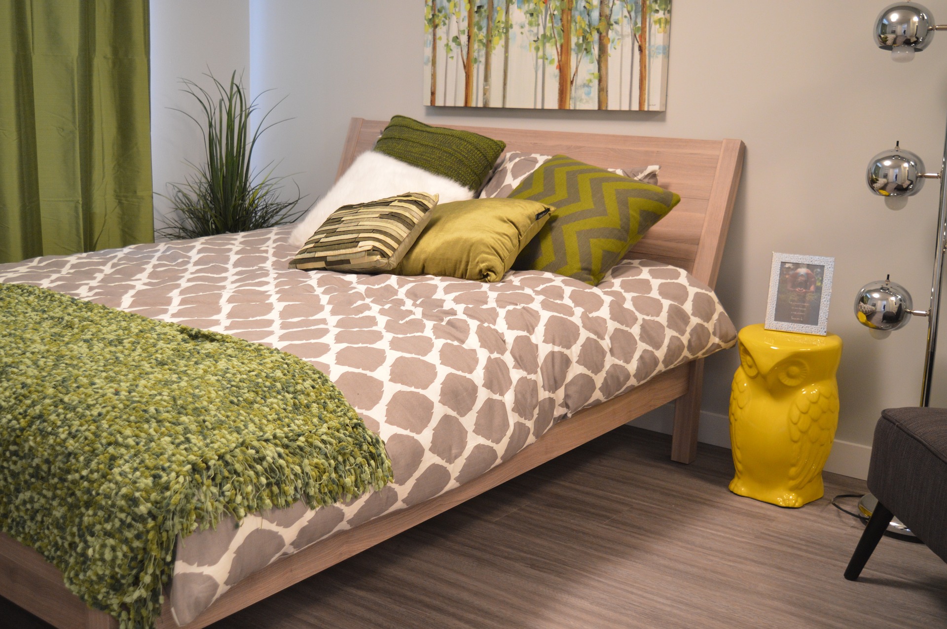 chambre à coucher décoration verte idéale pour la poignée de porte verte