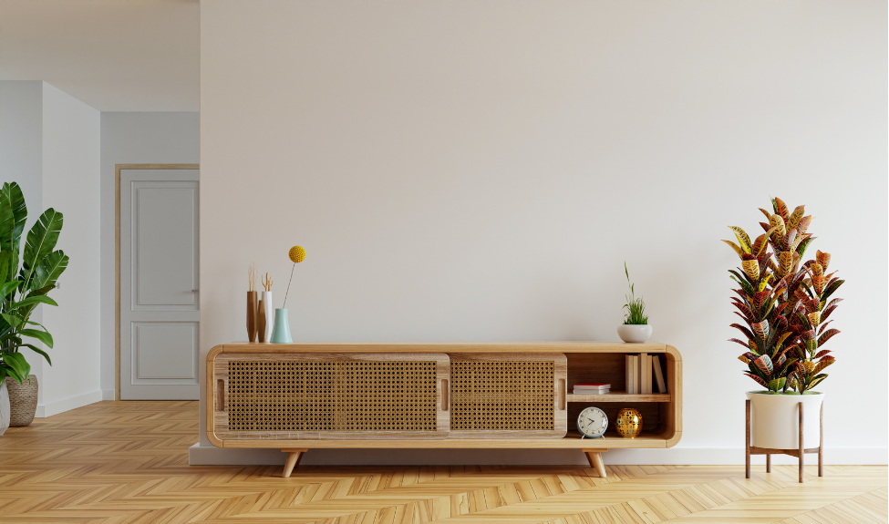 meuble TV en rotin