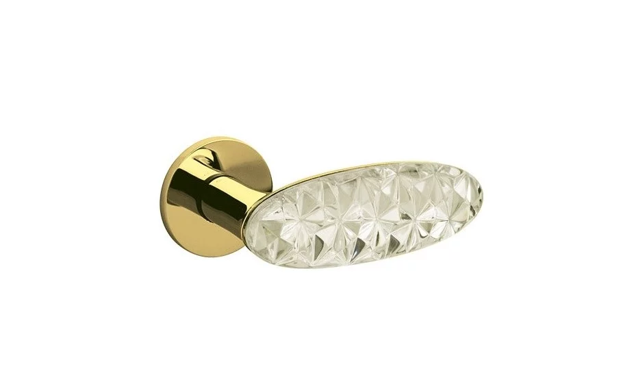 Poignée de porte classique en laiton Olivari Royal Crystal sur plaque ronde