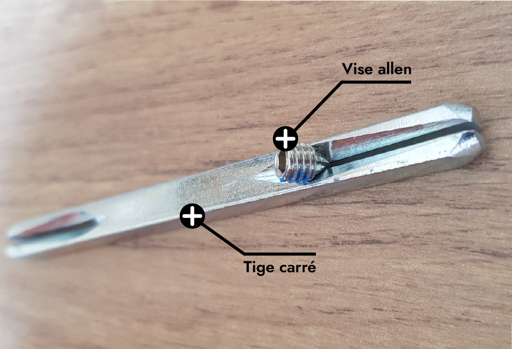 Tige carrée et vis allen