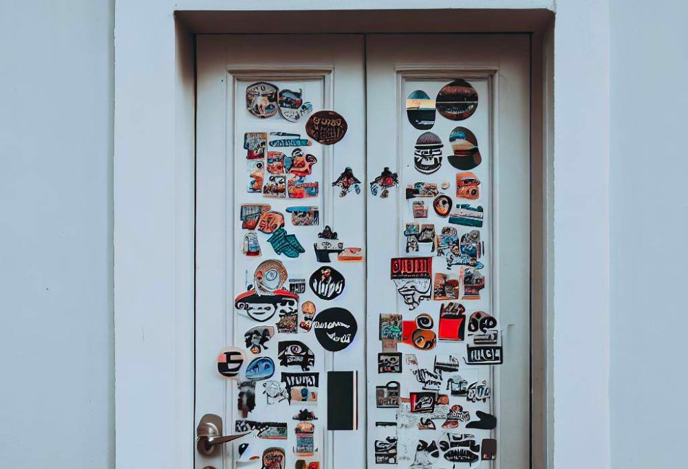 porte blanche avec stickers