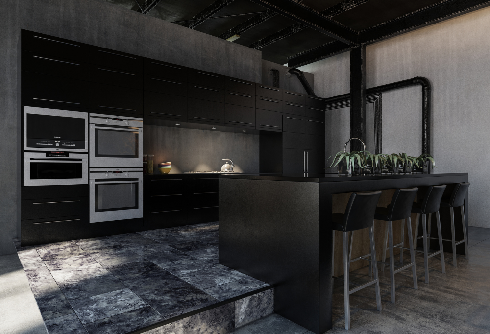 Salle à manger chic en noir